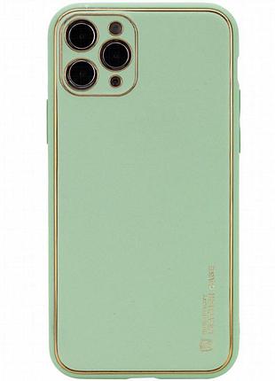 Кожаный чехол xshield для apple iphone 12 pro max (6.7") зеленый / pistachio