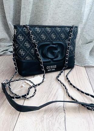 Сумка для жінок guess чорна з монограмою