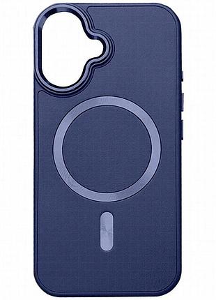 Кожаный чехол snapcase with magnetic fit для apple iphone 16 (6.1") dark blue