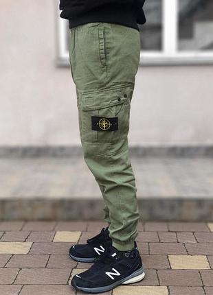 Брюки джоггеры stone island хаки