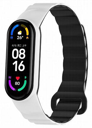 Ремешок dual-color magnetic для xiaomi mi band 7/6/5/4/3 white / black