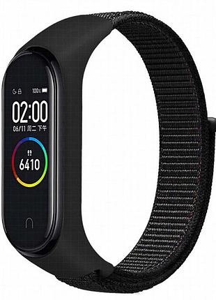 Ремешок nylon new для xiaomi mi band 3/4/5/6/7 black