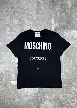 Футболка moschino couture milano москіно мосхіно чоловіча чорна з логотипом