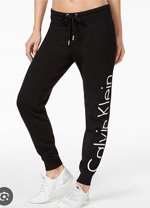 Спортивні штани жіночі calvin klein чорні розмір l бавовна поліестер