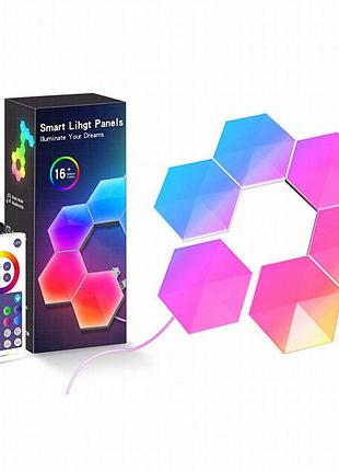 Модульный настенный светильник led rgb 5v соты sal-011b 6pcs bluetooth usb with app white