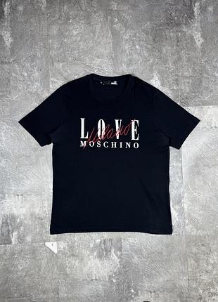 Футболка love moschino москіно мосхіно з принтом чорна чоловіча оригінал l-xl