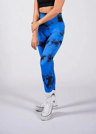 Легінси жіночі спортивні з пуш-ап tie dye 18708 m синій мармур