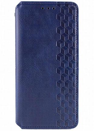 Кожаный чехол-книжка getman cubic (pu) для apple iphone 13 / 14 (6.1") синий