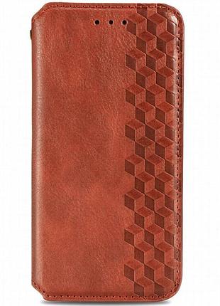 Кожаный чехол-книжка getman cubic (pu) для xiaomi redmi note 9 5g / note 9t красный