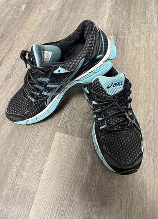 Кросівки жіночі asics чорні з бірюзовим, розмір 39.5