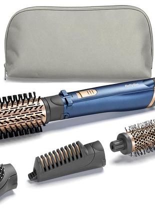 Фен-щетка babyliss style pro, 1000вт, 2 режима, иониз-я, холл. обдув, чехол для хранения, керамика, синий