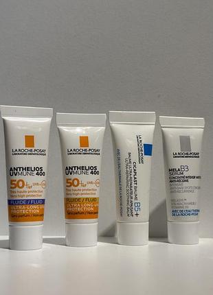 Крем для обличчя la roche-posay anthelios uvmune 400 сонцезахисний флюїд spf50+, cicaplast baume b5 бальзам, mela b3 serum сироватка