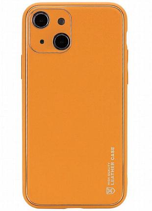 Кожаный чехол xshield для apple iphone 14 plus (6.7") оранжевый / apricot