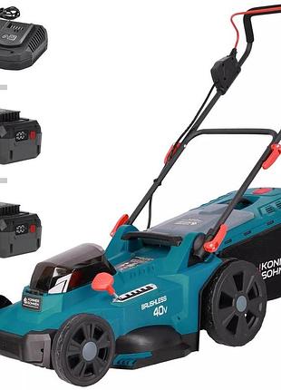 Газонокосарка акумуляторна konner&sohnen ks 43lm-40v 40в(20+20) акб 2?4а·год 43см 50л 25-75мм 15.5кг