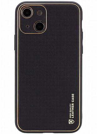 Кожаный чехол xshield для apple iphone 14 plus (6.7") черный / black