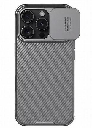 Карбоновая накладка nillkin camshield pro для apple iphone 16 pro (6.3") titanium gray