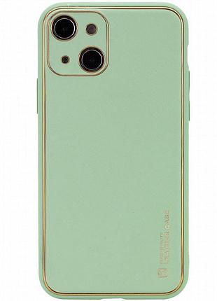 Кожаный чехол xshield для apple iphone 14 plus (6.7") зеленый / pistachio