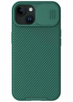 Карбоновая накладка nillkin camshield pro для apple iphone 15 (6.1") deep green