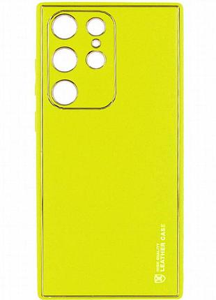 Кожаный чехол xshield для samsung galaxy s24 ultra желтый / yellow