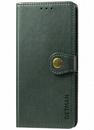 Кожаный чехол-книжка getman gallant (pu) для tecno spark 10 зеленый