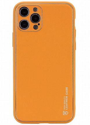 Кожаный чехол xshield для apple iphone 14 pro (6.1") оранжевый / apricot