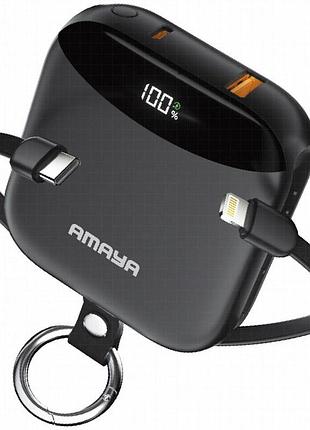 Портативное зу power bank amaya f150 22.5w with display and cable 10000 mah black