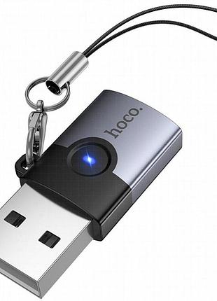Переходник hoco ua46b usb male to type-c female usb3.0 metal gray