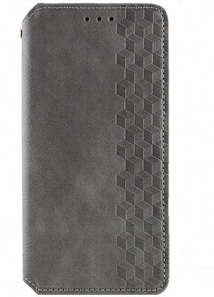 Кожаный чехол-книжка getman cubic (pu) для motorola edge 70 fusion / 70 fusion+ серый