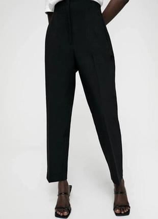 Черные брюки с высокой посадкой, zara, s
