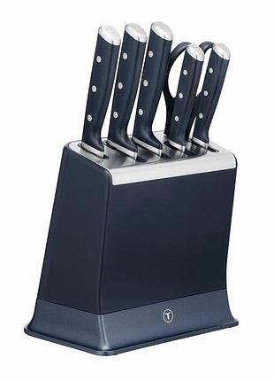 Набір ножів tefal eversharp pro, з блоком, 6предметів, нержавіюча сталь, синій