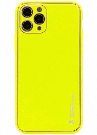 Кожаный чехол xshield для apple iphone 11 pro (5.8") желтый / yellow