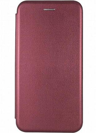 Кожаный чехол-книжка classy для motorola moto g15 4g бордовый