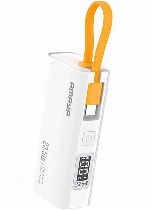 Портативное зу power bank amaya fd39 22.5w with display and cable 5000 mah white