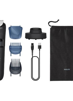 Триммер philips series 5000, для бороды и усов, аккум., сталь, черный