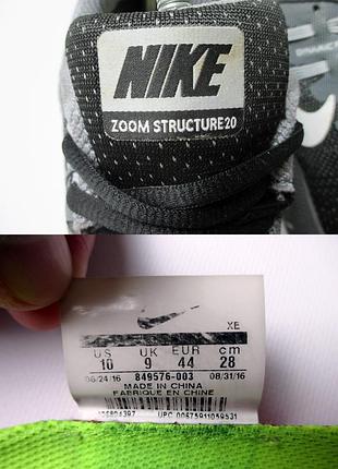 Кроссовки nike air - zoom structure 20 «black/white/cool grey» 10