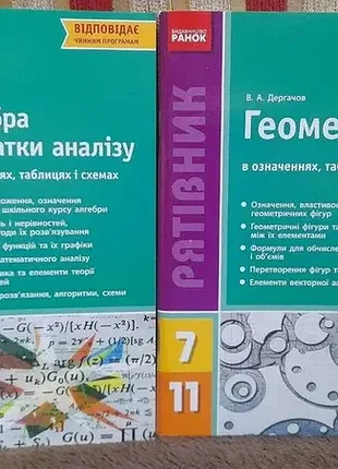 Довідник рятівник 7-11 класи алгебра і геометрія в означеннях, таблицях і схемах