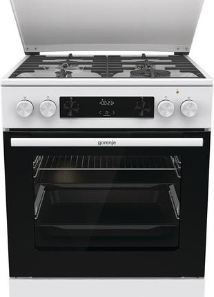 Плита gorenje комбинированная, 71л, 60x60см, дисплей, чугун,с крышкой, программатор iconled, белый