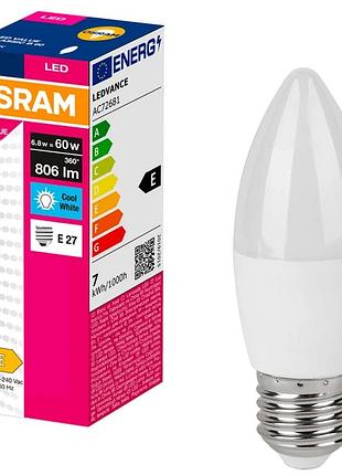 Лампа osram led e27 6.8вт 3000к 806лм в60 value