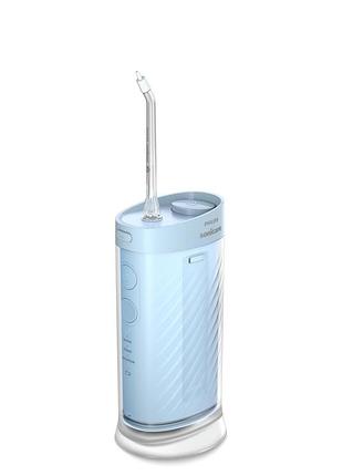 Ирригатор philips портативный sonicare compact flosser 1000, чаша 200 мл, сложный, голубый