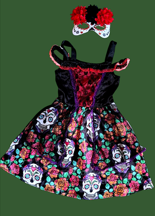 Відьма monster high карнавальне плаття сінінка скелетон з вінком на halloween на 5-7 років