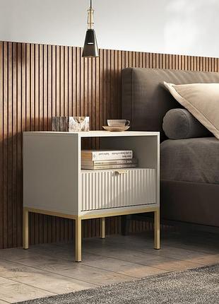 Тумба приліжкова perfect home нова / nova з шухлядою і золотими ніжками кашемір ( )