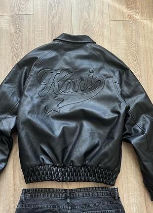 Шкіряна куртка karl kani з великим лого(big logo,кожа,college jacket)
