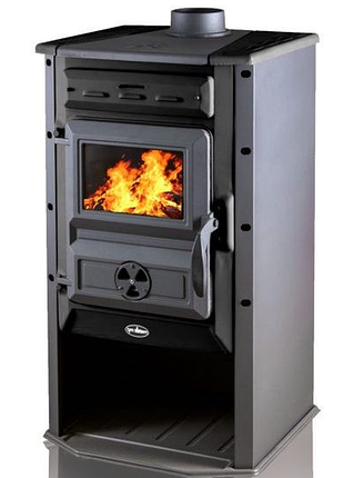 Печь-камин квадратный tim sistem верх прямой magic stove black (дверца чугун +стекло) 11 квт. (58кг./дим.120мм./490x510x835мм.)