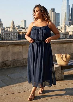 Довга сукня жіноча asos plus size темно-синя (uk 22 / eu 50 / xxl-3xl)