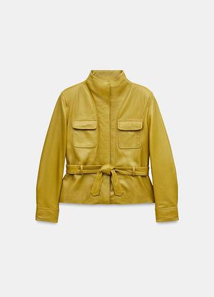 Кожаная куртка zw collection с поясом 5