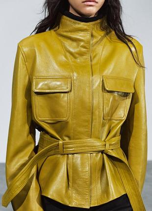 Кожаная куртка zw collection с поясом