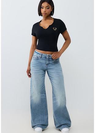 Нова жіноча футболка true religion horseshoe notch baby tee у чорному кольорі (jet black) xs 34 usa 🇺🇸