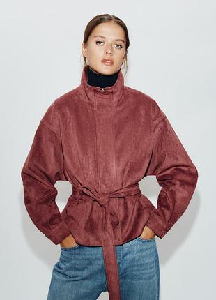 Куртка из искусственной замши с поясом