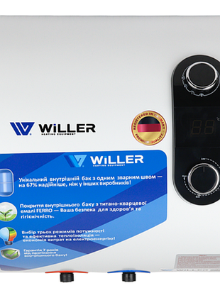 Электрический бойлер мокрый тен willer ehri-horizon 30-80 л горизонтальный / накопительный водонагреватель вилер