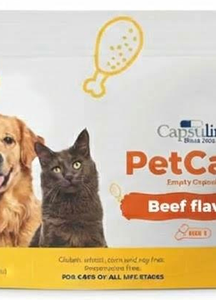 Ароматизовані пусті капсули для тварин зі смаком яловичини capsuline pet caps beef— 50 капсул